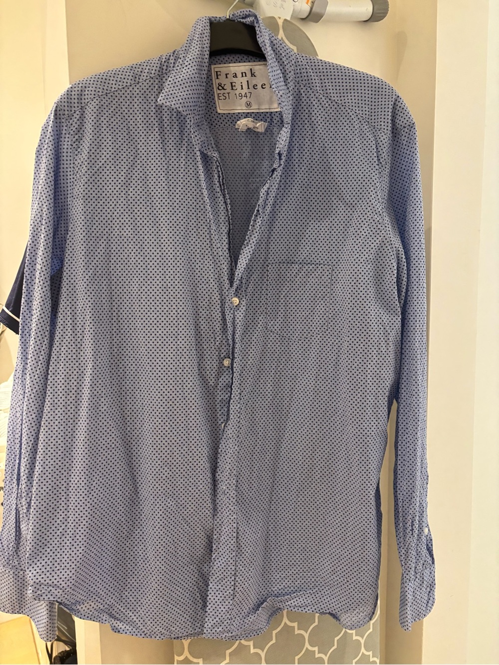 Frank & Eileen “Eileen” light blue polka dot button down Shirt